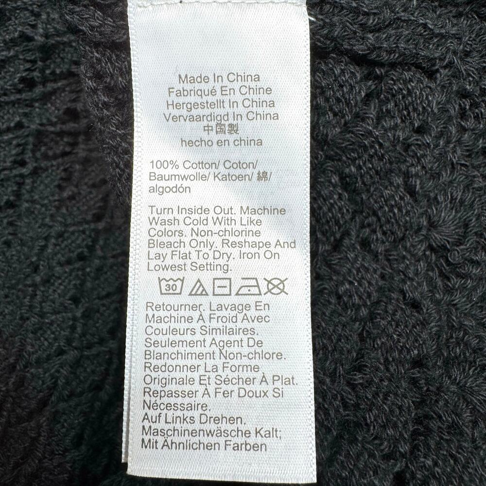 J. Crew Collection Black Crochet Cardigan Sweater Scallop Trim Open Knit Crop S - Picture 11 of 11